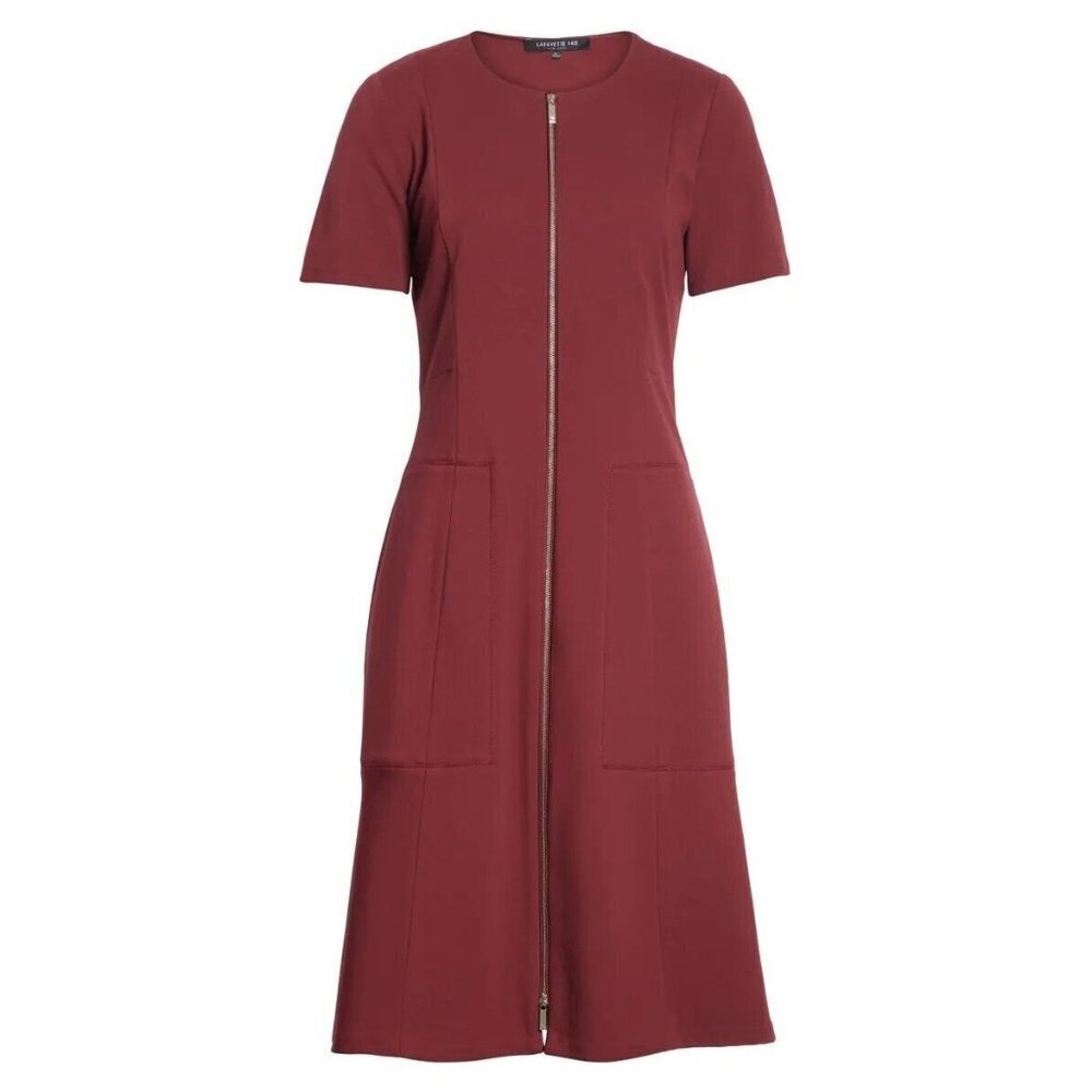 Nwt Lafayette 148 New York Sonya In Brandywine Stretch Ponte Zip Front Dress 2